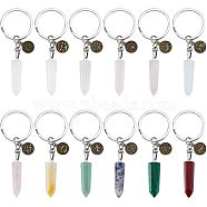 CHGCRAFT 12Pcs Mixed Gemstone Keychain, with Alloy Pendants, Iron Split Key Rings and 304 Stainless Steel Jump Rings, 8.4cm, 12pcs/set(KEYC-CA0001-31)