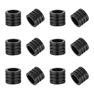 12Pcs 304 Stainless Steel Beads, Large Hole Beads, Grooved, Column, Black, 10x8mm, Hole: 7mm(STAS-UN0056-12B)