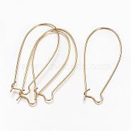 Brass Hoop Earrings Findings Kidney Ear Wires, Lead Free and Cadmium Free, Golden, 18 Gauge, 43x20x1mm(X-EC221-4G)