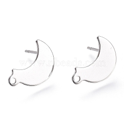 304 Stainless Steel Stud Earring Findings, Moon, Stainless Steel Color, 14.5x9.5x0.8mm, Hole: 1.4mm, Pin: 0.8mm(STAS-K212-03P)