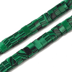 Synthetic Malachite Beads Strands, 2-Hole, Rectangle, 2.5~3x5x2.5mm, Hole: 0.8mm, about 138~140pcs/strand, 15.28''~15.31''(38.8~38.9cm)(G-Z045-A18-01)