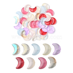 35Pcs Transparent Spray Painted Glass Beads, Crescent Moon, Mixed Color, 14x9.5x5mm, Hole: 1mm(GLAA-YW0001-74)