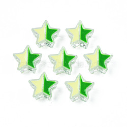 Transparent Acrylic Beads, with Enamel, Star, Lime Green, 19x20x9mm, Hole: 3mm(TACR-S135-054C)
