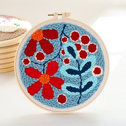 DIY Embroidery Kits, Including Printed Cotton Fabric, Embroidery Thread & Needles, Plastic Embroidery Hoops, Leaf, 200mm(PW-WG0A2AF-19)