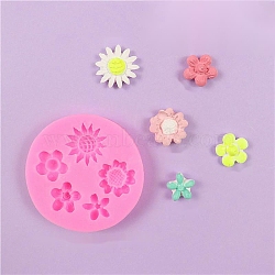 Food Grade Silicone Molds, Fondant Molds, For DIY Cake Decoration, Chocolate, Candy Mold, Flower, Pink, 64.5x8.5mm(X-DIY-E018-13)