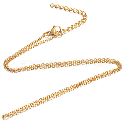 304 Stainless Steel Cable Chain Necklace, with Lobster Claw Clasps, Golden, 17.9 inch(45.5cm), 1.6mm(STAS-T040-PJ205-45)