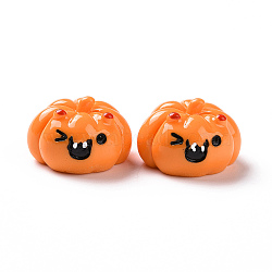 Halloween Opaque Resin Cabochons, 3D Pumpkin Jack-O'-Lantern, Dark Orange, 19x27.5x26.5mm(RESI-D063-15A)
