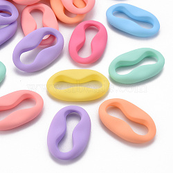 Rubberized Style Acrylic Linking Rings, Oval, Mixed Color, 34x21x4mm, Inner Diameter: 3.5x26mm(MACR-T041-08)