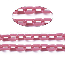 Cellulose Acetate(Resin) Cable Chains, Oval, Pale Violet Red, Link: 11x7.5x2.5mm(KY-T020-05E)