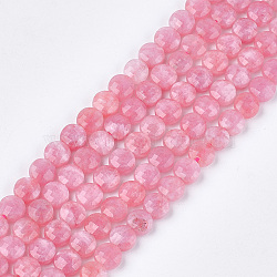 Natural Rhodochrosite Beads Strands, Faceted, Dyed, Flat Round, 6~6.5x3.5mm, Hole: 0.8mm; about 59~60pcs/strand, 14.9''~15.1''(G-S354-22)