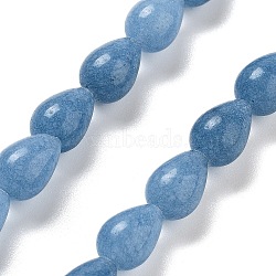 Natural Aquamarine Dyed Beads Strands, Teardrop, Cornflower Blue, 9x6mm, Hole: 1.2mm, about 44pcs/strand, 15.75''(40cm)(G-B106-A10-01)