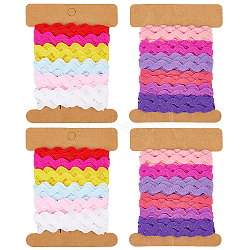 4 Cards 2 Styles  Polyester Wavy Fringe Trim Ribbon, Wave Bending Lace Trim, for Clothes Sewing and Art Craft Decoration, Mixed Color, 1/4 inch(7.5mm), 2 card/style(DIY-GF0009-48F)