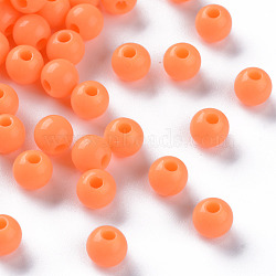 Opaque Acrylic Beads, Round, Coral, 6x5mm, Hole: 1.8mm, about 4400pcs/500g(MACR-S370-C6mm-A11)
