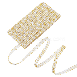 Metallic Polyester Braided Lace Trim Ribbons, DIY Crafts, for Curtain, Clothing, Sofa Decoration, Wave Pattern, White, 5/8 inch(15mm), about 12.03 Yards(11m)/Card(OCOR-WH0060-76A)