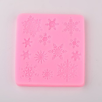 Snowflake Shape DIY Food Grade Silicone Molds, Fondant Molds, For DIY Cake Decoration, Chocolate, Candy, UV Resin & Epoxy Resin Jewelry Making, Random Single Color or Random Mixed Color, 85x93x8mm, Inner Size: 13~29x13~29mm