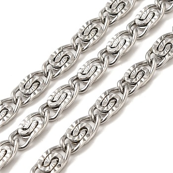 304 Stainless Steel Lumachina Chains, Unwelded, with Spool, Stainless Steel Color, 11x5x1.7mm