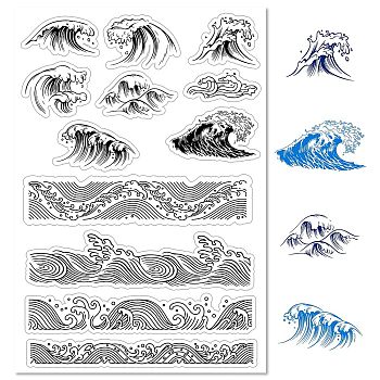Custom PVC Plastic Clear Stamps, for DIY Scrapbooking, Photo Album Decorative, Cards Making, Stamp Sheets, Film Frame, Wave Pattern, 160x110x3mm