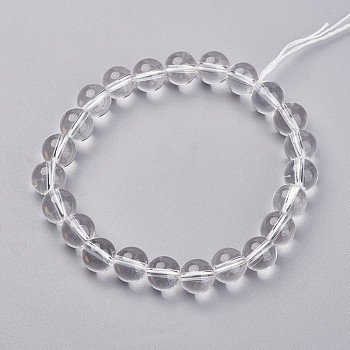 Natural Quartz Crystal Stretch Bracelets, Round, 48mm(1-7/8 inch), Bead: 8mm