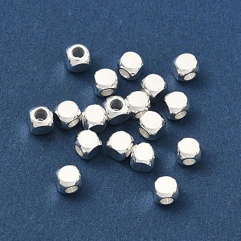 201 Stainless Steel Beads, Square, Silver, 4x4x4mm, Hole: 2mm