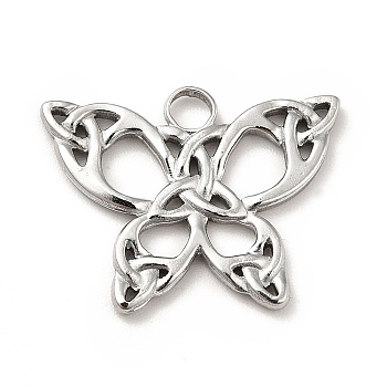 201 Stainless Steel Pendants, Butterfly, Stainless Steel Color, 15.5x20x1.5mm, Hole: 2.5mm