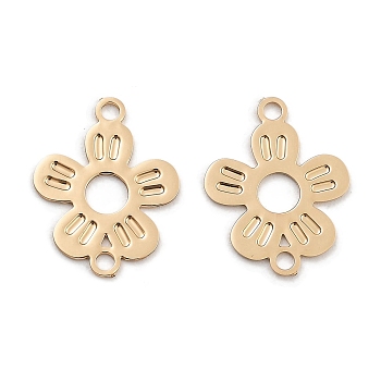 Long-Lasting Plated Brass Links Connector Charms, Hollow Flower, Light Gold, 13.5x10.5x0.3mm, Hole: 1.2mm