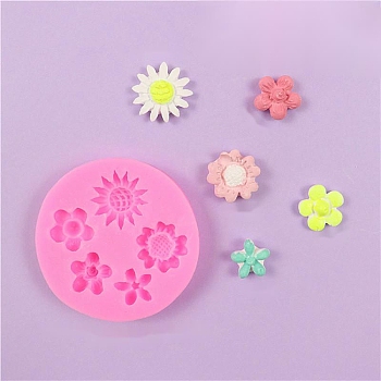 Food Grade Silicone Molds, Fondant Molds, For DIY Cake Decoration, Chocolate, Candy Mold, Flower, Pink, 64.5x8.5mm