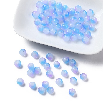 Baking Painted Imitation Jade Glass Round Bead Strands, Two Tone, Cornflower Blue, 7.5~8mm, Hole: 1mm, about 109~111pcs/strand, 30.94~31.26 inch(78.6~79.4cm)