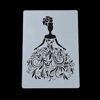 Plastic Hollow Out Drawing Painting Stencils Templates, for Painting on Scrapbook Fabric Tiles Floor Furniture Wood, Wedding Dress, 291x210x0.3mm