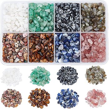 160G 8 Style Natural Gemstone Beads, Chip, 3~11x3~5x1~4mm, Hole: 1mm, 20g/style