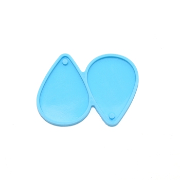 Teardrop DIY Pendant Silicone Molds, for Earring Making, Resin Casting Molds, For UV Resin, Epoxy Resin Jewelry Making, Deep Sky Blue, 55x73x4mm, Hole: 4mm, Inner Diameter: 51x35.5mm