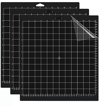 Square PVC Cutting Mat, Cutting Board, for Craft Art, Black, 35.6x33cm