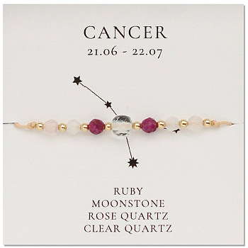 Natural stone constellation bracelet with 12 zodiac signs, creative jewelry for women.