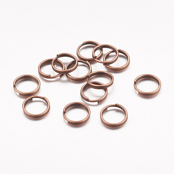 Iron Split Rings, Double Loops Jump Rings, Cadmium Free & Nickel Free & Lead Free, Red Copper, 7x1.4mm, about 6.3mm inner diameter, about 12000pcs/1000g