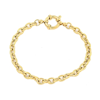 304 Stainless Steel Cable Chain Bracelets for Women, Real 18K Gold Plated, 6-3/4 inch(17.1cm)