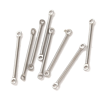 304 Stainless Steel Connector Charms, Bar Links, Stainless Steel Color, 20x2x1mm, Hole: 1mm