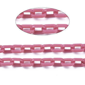 Cellulose Acetate(Resin) Cable Chains, Oval, Pale Violet Red, Link: 11x7.5x2.5mm