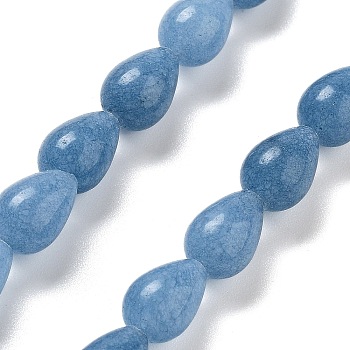 Natural Aquamarine Dyed Beads Strands, Teardrop, Cornflower Blue, 9x6mm, Hole: 1.2mm, about 44pcs/strand, 15.75''(40cm)