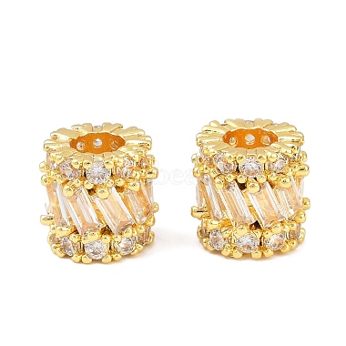Column Brass Micro Pave Clear Cubic Zirconia European Beads(KK-C142-09G)-1