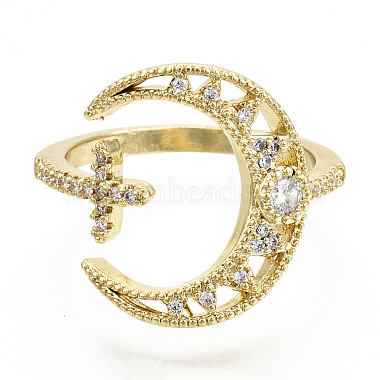 Brass Micro Pave Clear Cubic Zirconia Cuff Rings(RJEW-S045-014G-NR)-3