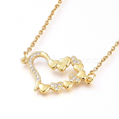 Brass Cubic Zirconia Pendant Necklace & Stud Earring Jeweley Sets(SJEW-L154-11G)-2