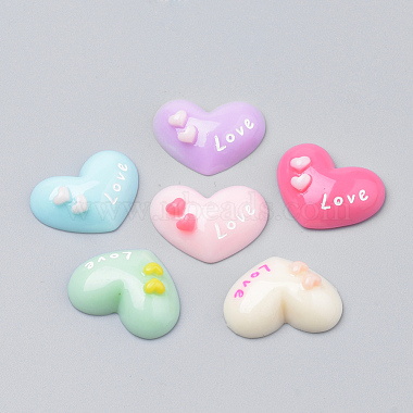 21mm Mixed Color Heart Resin Cabochons