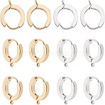 12Pcs 2 Colors 201 Stainless Steel Huggie Hoop Earrings Findings, with 316 Surgical Stainless Steel Earring Pins, Ring, Golden & Stainless Steel Color, 15.5x14x3mm, Hole: 1.6mm, Pin: 1mm, 6pcs/color(STAS-UN0028-58)