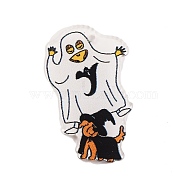 Printed Acrylic Pendant, Halloween Theme, Ghost, 40x25.5x1.5mm, Hole: 2mm(FIND-H003-04C)