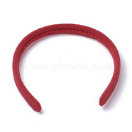 Hair Accessories Plain Plastic Hair Band Findings, No Teeth, with Velvet, Red, 122mm(OHAR-S195-04B)