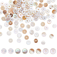 200Pcs Freshwater Shell Beads, Disc/Flat Round, Heishi Beads, Creamy White, 6x1mm, Hole: 1mm(BSHE-SC0001-12)