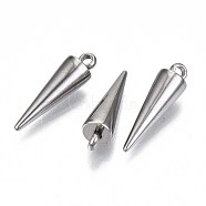 201 Stainless Steel Pendants, Cone, Stainless Steel Color, 17.5x5mm, Hole: 1.6mm(X-STAS-S117-002C-01)