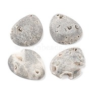 Rough Raw Natural Druzy Crystal Beads, No Hole/Undrilled, Teardrop, 38~40x30~31x7.1~7.5mm(G-H245-08)
