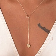 Alloy Heart Ring Pendant Lariat Necklaces for Women, Golden, 21.46 inch(54.5cm)(WG971C7-01)