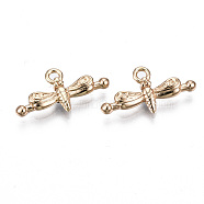 Brass Charms, Long-Lasting Plated, Cadmium Free & Lead Free, Dragonfly, Light Gold, 10x19x3mm, Hole: 1.6mm(KK-S359-116-RS)
