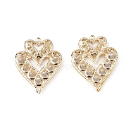 Iron Crystal Rhinestone Pendants, Double Heart, Light Gold, 50x39.5x7mm, Hole: 2mm(IFIN-TAC0002-30)